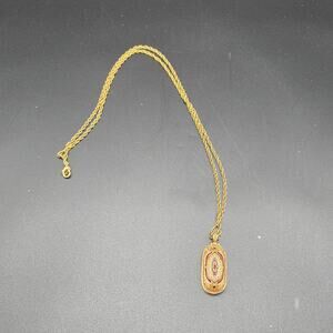 Vatican Library Collection Hand Painted Hidden Cross Locket Necklace Gold Tone